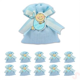 Resim Lavantalı Keten Kese 11x 10 CM Mavi 10 Adet Mavi 