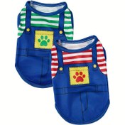 Resim 1 Adet Evcil Hayvan Kolsuz Yelek - Tüm Sezonlarda Rahat Kullanım İçin Pati Çapraz Şerit ve Düğmeli Desenli, Uygun Boyutlar: S/M/L/XL Köpekler & Yuvaları İçin, İç İşlemeli, Çok Renk Seçeneği (Yeşil, Mavi, Beyaz, Siyah, Gri, Bej) Chihuahua, Pomerenian, Labrador vb. İçin 