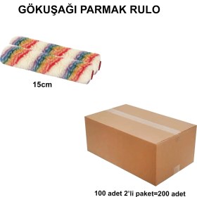 Resim Izmir Fırça Arge Toptan Gökkuşağı Parmak Rulo Yedek 15 cm 200 Adet 011014 
