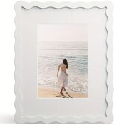 Resim Sunshine022 Dalgalı Desenli 8x10 İnç Beyaz Duvar Ve Masaüstü Fotoğraf Çerçevesi - Modern Dekor 