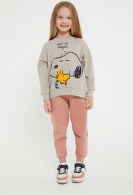Resim SNOOPY L1538-g Snoopy Baskılı O Yaka Eşofman 9-15 Yaş Kum Rengi 