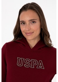 Resim U.S. Polo Assn. Kadın Bordo Şardonlu Kapüşonlu Basic Sweatshirt 50313566-VR014 
