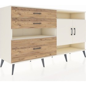 Resim Hyperion Konsol 4 Raflı 3 Çekmeceli 2 Kapaklı 176x44x99 Aytaşı-ay Aytaşı-aytaşı/çam 