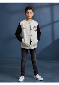 Resim Zekids Erkek Çocuk Enjoy Play Yazılı Şardonlu Kolej Hırkası-16652 Taş 