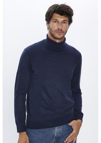 Resim Tudors Slim Fit Dar Kesim Tam Balikcı Yaka Tüylenmeyen Yumuşak Dokulu Lacivert Erkek Triko Kazak-29110-lacivert Lacivert 