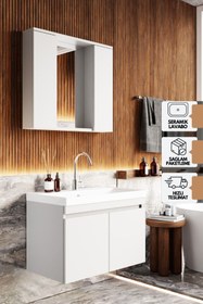 Resim KAREN BANYO Koza Banyo Dolabı Seti, 80 Cm Beyaz, Lavabo Dahil,lavabolu 