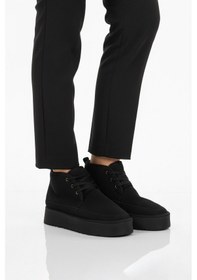 Resim Siyah İçi Kürklü Bağcıklı Kadın Bot U-15 Z Siyah 