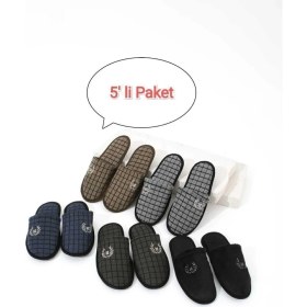Resim Moda Devrin 5'li Paket Kışlık Erkek Ev Terliği Düz Desenli Konforlu Kullanım İçin İdeal 