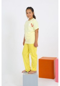Resim Akbeniz Kız Çocuk Kısa Kol Sarı Penye Pijama Takım 20432 