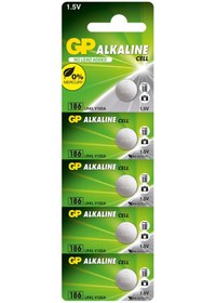 Resim Gp Gp186 C5 Lr43 Alkalin Düğme Pil 5'li Paket 