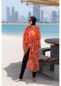 Resim Remsa Mayo Remsa Tesettür Mayo Üzerine Tek Kaftan Kimono Pareo Rp007 Melis Turuncu 