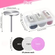 Resim 60 adet Zımpara Kağıdı Diskleri ve Metal Tırnak Matkap Ucu 2.49cm - Pedikür ve Manikür için Zımpara Diski Tırnak Matkap Uçları Yedek 