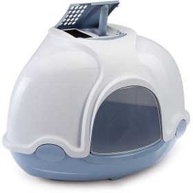 Resim İmac Ginger Kapalı Kedi Tuvaleti Beyaz/Mavi 52x52x44.5 Cm 