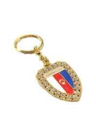 Resim Azerbaycan Bayraklı Anahtarlık Azərbaycan Bayrağı Metal Açarlıq Hediyelik Anahtarlık Çanta Aksesuarı 