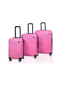 Resim Polo&Sky Elmas Model Pembe Renk 3'lü Valiz Bavul Seti 