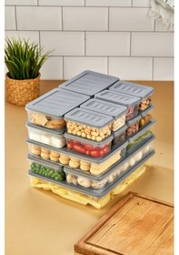 Resim Multi Box 17 Parça 5 Farklı Boy Saklama Kabı Seti - Dondurucu & Mikrodalga Uyumlu Gri 