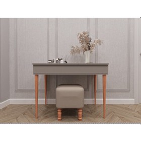 Resim Asra Trend %100 Mdflam Aynalı Makyaj Masası Mam-01 Kül Gri Gri 