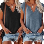 Resim 2025 Avrupa ve Amerikan Modası Rahat Düz Renk Baskısız V-Yaka Düğme Kapaklı Kollu Yelek İki Parça Takım 