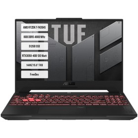 Resim ASUS TUF Gaming A15-FA506NCR-HN114-Gaming-AMD Ryzen 7 GeForce RTX 3050 8GB 512GB SSD 15.6'' Notebook 