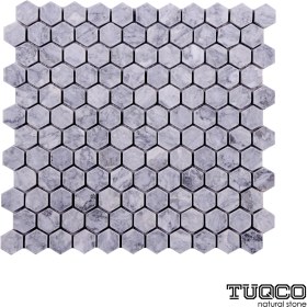 Resim Tuqco 1’’ Hexagon Gümüş Eskitme Mermer Mozaik 