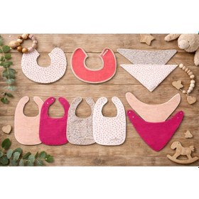 Resim Enhitbaby %100 Pamuk - Sıvı Geçirmez Önlük 10'lu Premium Set Pembe 