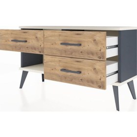 Resim Arges Şifonyer 3 Çekmeceli 88x30x48 Antrasit-aytaşı/çam Aytaşı/çam 