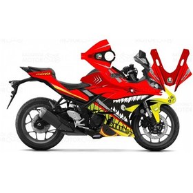 Resim Yamaha R25 2019 Rossi Shark Design Kırmızı Sticker Set 