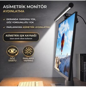 Resim Coofbe Alüminyum 50cm Ayarlanabilir Led Monitör Işığı Lambası İ-wok Kademeli Parlaklık Ayarlı Pc Ekran Işığı 