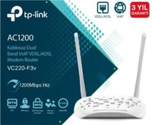 Resim TP-LINK Vc220-f3v Ac 1200mbps Kablosuz 4 Port’lu Adsl/vdsl Modem Router TP-Link