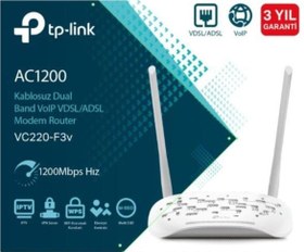 Resim TP-LINK Vc220-f3v Ac 1200mbps Kablosuz 4 Port’lu Adsl/vdsl Modem Router 