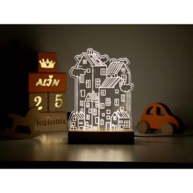 Resim Empressco Ev desenli çocuk ve genç odası için şık masa lambası, beyaz renkli tasarım 