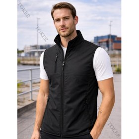 Resim Toker Tekstil Softshell Yelek Su Geçirmez Kolsuz Siyah Günlük Kullanım İçin Basic Model 