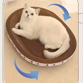 Resim Premium Oval Kedi Tırmalama Yatağı - Dayanıklı Karton Tırmalama Pedli ile Rahat Yuva, Eğlenceli Evcil Hayvan Eğitimi Oyuncak ve İç Mekan Kedileri için Stres Giderici, Kedi Tırmalama Çubuğu, Eğlenceli Tasarım, Sağlam Yapı 
