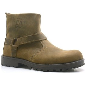 Resim Rakerplus Hakiki Deri Kum Rengi Fermuarlı Kürklü Bot Bej 