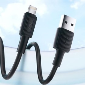 Resim Juo 12W 2.4A USB-A to Lightning iPhone iPad ile Uyumlu Silikon Hızlı Şarj ve Data Kablosu Siyah 2 Metre 