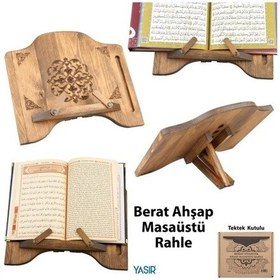 Resim Ahşap Masa Üstü Rahle - Kuran Okuma Rahlesi - Berat Oymalı Rahle (550807486) 