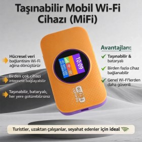 Resim Qasul 5g Mobil Wifi Modem Taşınabilir Router Wifi 6 Destekli 300MBPS 3000MAH Bataryalı Sım Kartlı Hotspot 