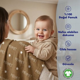 Resim Kişiye Özel %100 Pamuk 2 Katlı Müslin Örtü - 120x120 cm / Lavanta 
