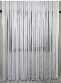 Resim Kalın Çizgili Gümüş Simli Tül Perde Ekru 1 E 2,5 Pileli Et4010gumus 