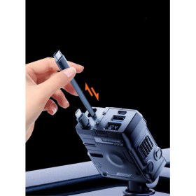 Resim Araba Çakmaklık Şarjı 4 In 1 Geri Çekilebilir Kablolu Voltaj Göstergeli Süper Hızlı - 120W 2.4A USB - 3A Type-C 