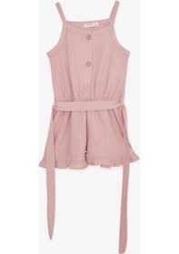 Resim Breeze Kız Çocuk Şortlu Tulum Düğmeli Beli Kuşaklı 4-9 Yaş, Gülkurusu-gülkurusu Gülkurusu 