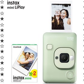 Resim Instax mini LiPlay Hybrid Matcha Green Fotoğraf Makinesi 20'li Film 