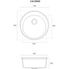 Resim Polex Cristalüx Granit Evye P-06 Bej Tezgah Altı Ve Tezgah Üstü Oval Mutfak Evyesi 51.5x51.5 CM 