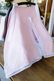 Resim Puset Ortusu/Bebek Arabasi Ortusu %100 Pamuk Muslin Pembe 