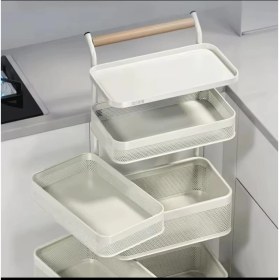 Resim 5 Katlı Metal Siyah Yana Açılır Sebze Meyve Sepeti Patates Soğan Sepeti Sebzelik Tekerlekli 1095-CN 