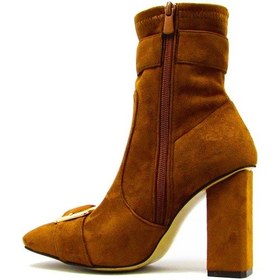 Resim Kanuga Rl500 Taba Süet Kadın Kemer Detaylı Fermuarlı Bot Taba 