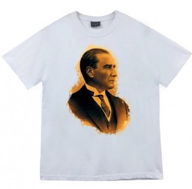 Resim Gazi Mustafa Kemal Atatürk Baskılı T-shirt BEYAZ 5XL 