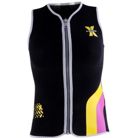 Resim Suntek Kadın's 3mm Ön Fermuar Kolsuz Dalış Elbisesi L-siyah 