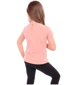 Resim Toontoy Kids Toontoy Kız Bebek Baskılı Bisiklet Yaka Kısa Kollu Tişört - Yırtmaçlı Mercan 