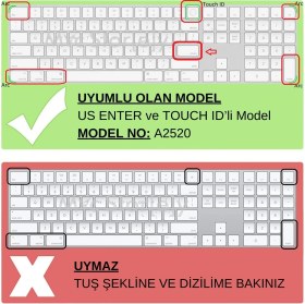 Resim McStorey Apple Magic Keyboard 3 A2520 ile Uyumlu Klavye Koruyucu (US-İngilizce) TouchID'li Model 